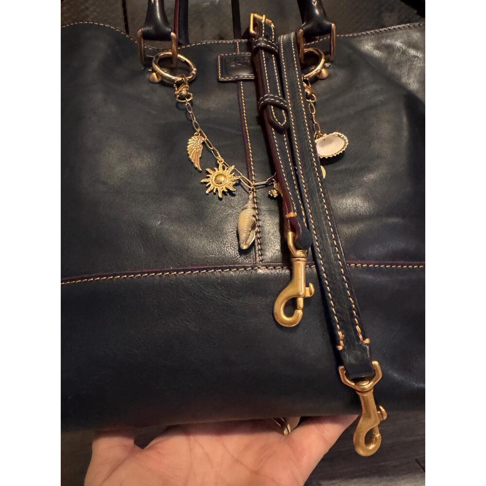 Navy Dooney Bourke Florentine Leather Chelsea Convertible Tote Bag - Picture 2 of 16
